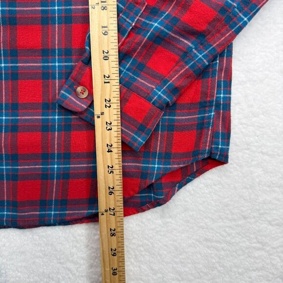Aeropastale Plaid Flannel Shirt Button Up Cabin Grunge Red Blue Womens L - Picture 12 of 12